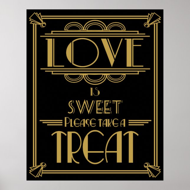 Art Deco Gatsby estilo "O amor é doce" impressão (Frente)