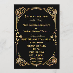 Art Deco Gatsby Style Convite para Casamento