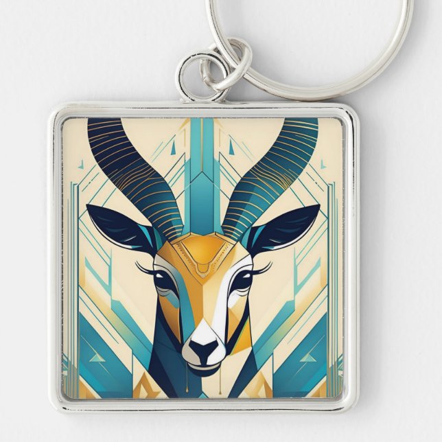 Art Deco Gazelle Chaveiro (Frente)