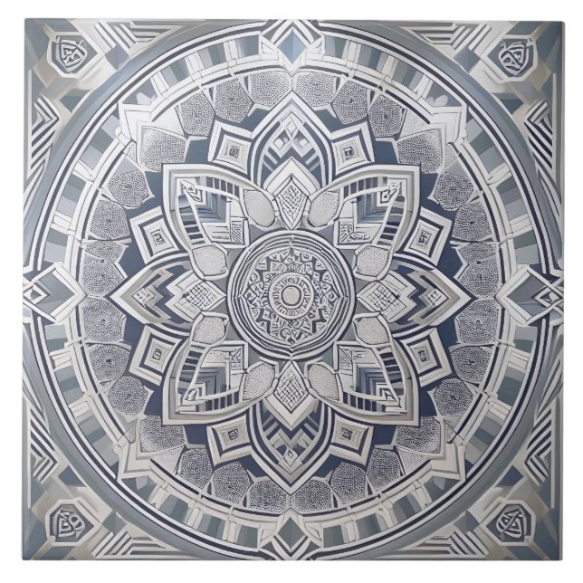 Art Deco Geométrico Círculos Linhas Todos os Cinza (Frente)