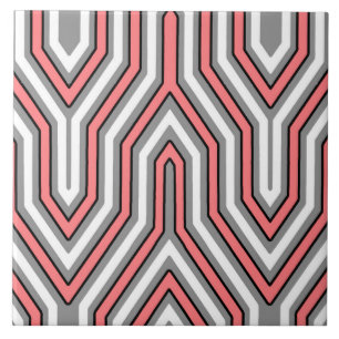 Art deco geométrico - coral, cinza e branco