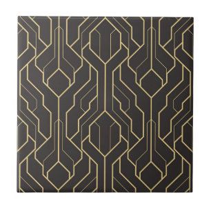 Art deco geométrico Dourado preto do teste padrã