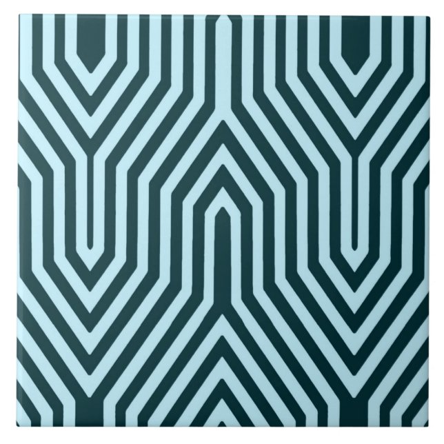 Art Deco Geométrico - indigo e azul-gelo (Frente)