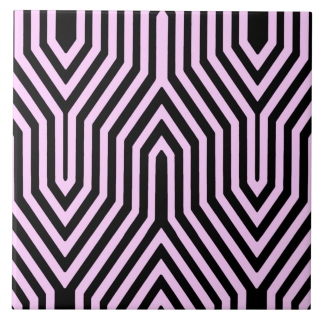 Art Deco Geométrico - preto e rosa (Frente)