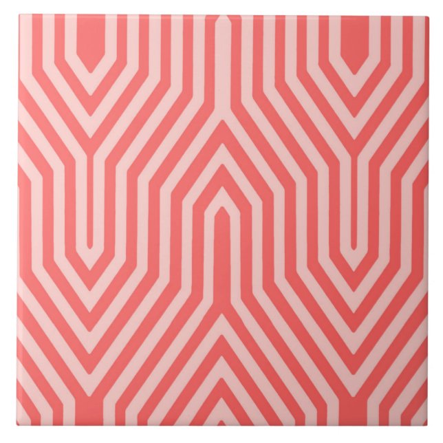 Art Deco Geométrico - rosa coral e rosa concha (Frente)