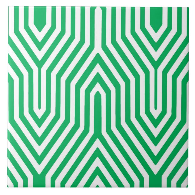 Art Deco Geométrico - verde-jade e branco (Frente)