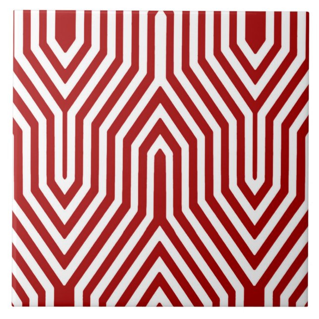 Art Deco Geométrico - vermelho escuro e branco (Frente)