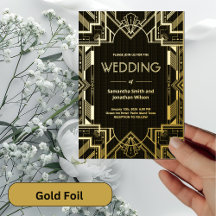 Art Deco Glamorous Dourado no Casamento de Folhas 