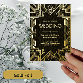 Art Deco Glamorous Dourado no Casamento de Folhas 