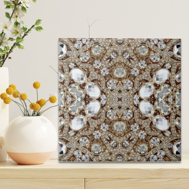 Art Deco Glamorous Vintage Fashion Beige Dourado (Art Deco Glamorous Vintage Fashion Beige Gold Ceramic Tile)