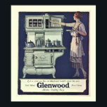 Art Deco Glenwood Stove Poster<br><div class="desc">O poster de Arte Deco maravilhoso publicando as maravilhas da Glenwood Stove que vai tornar o cozinhar muito mais fácil. Poster apresenta uma bela mulher admirando seu novo lindo fogão e parecendo muito orgulhosa de suas realizações cozinhar. Nota: ampliar esta imagem pode resultar em um impressão de baixa qualidade.</div>