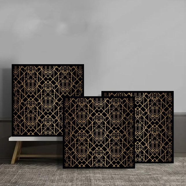 Art Deco Gold Geometric Pattern on Black (Criador carregado)