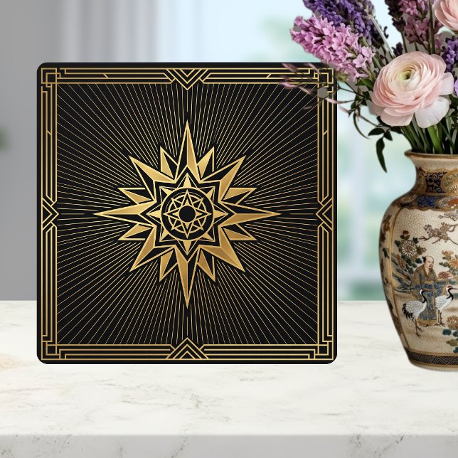 Art Deco Gold Sunburst Compass Graphic Black   (Criador carregado)