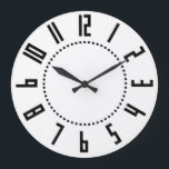 Art Deco - grande relógio de parede redonda<br><div class="desc">Redondo (grande) relógio de parede no estilo Art Deco com algarismos pretos em fundo branco.</div>