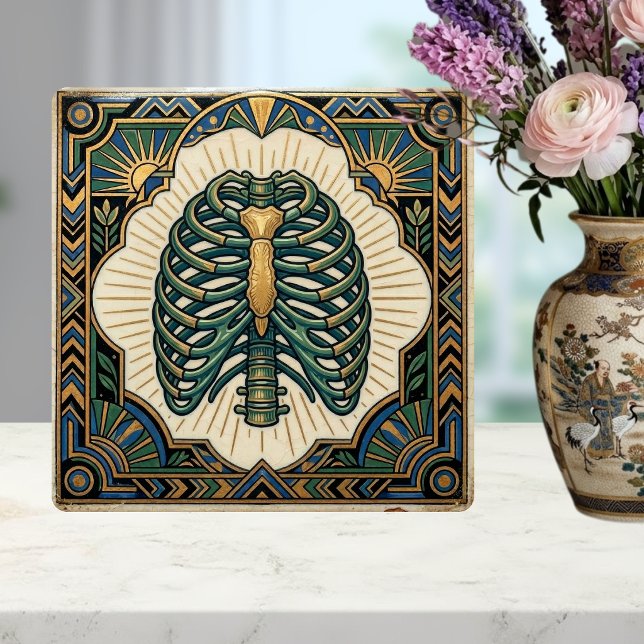 Art Deco Green Ribcage Skeleton Anatomical (Criador carregado)