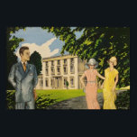 Art Deco Greenway House Poster<br><div class="desc">Esta na moda Agatha Christie inspirou a poster de Arte Deco a ser pintada manualmente em acrílico por Emma Childs inspirada no romance de Agatha Christie's "Em direção ao zero", apresentando Neville Strange e sua atual e ex esposa em Greenway House em Devon, descrita por Agatha Christie como o lugar...</div>