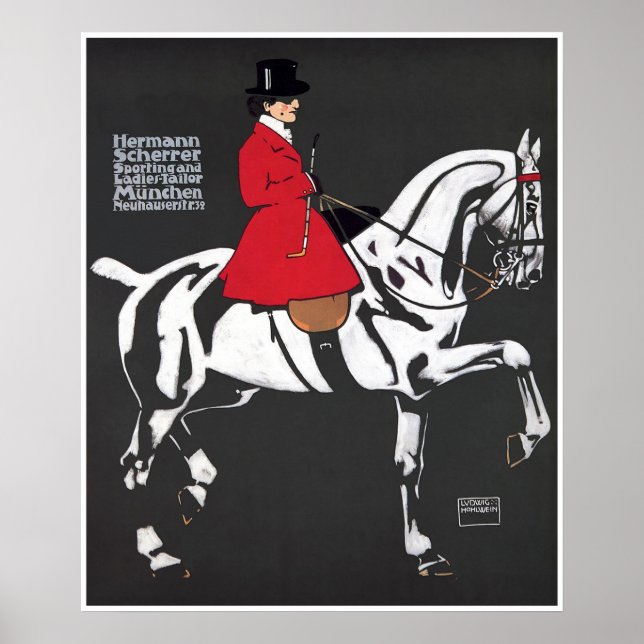 ART DECO HORSE e RIDER: Poster de arte fina (Frente)