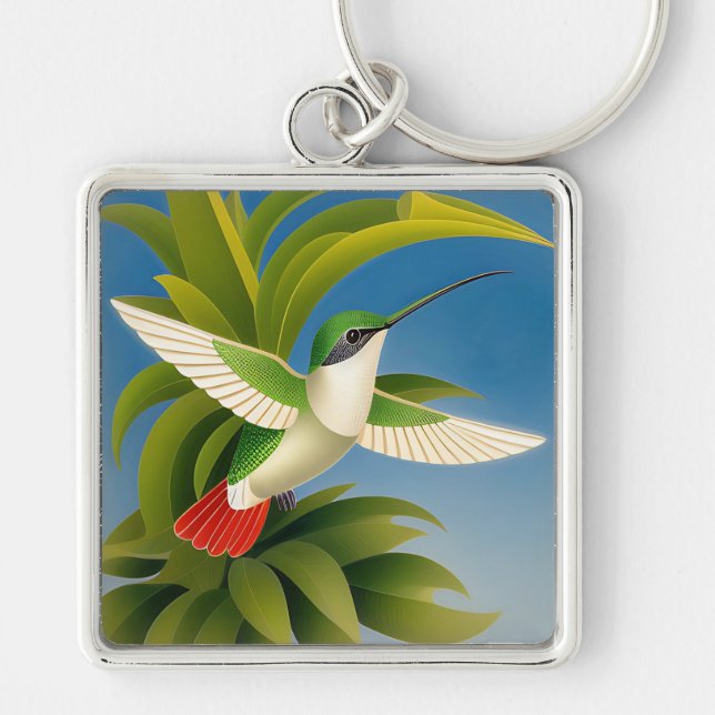 Art Deco Hummingbird Chaveiro (Frente)