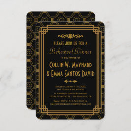 Art Deco Janto de ensaio a preto Convites