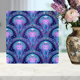 Art Deco Jellyfish Purple Pink Teal Geometric 
