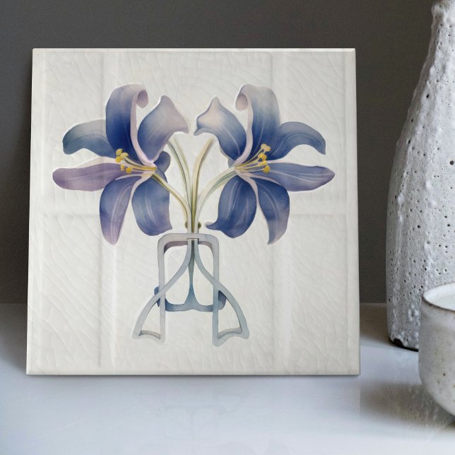 Art Deco Lilly Wall Decor Art Nouveau Azulejo cerâ (Criador carregado)