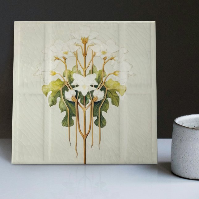 Art Deco Lilly Wall Decor Art Nouveau Azulejo cerâ (Criador carregado)