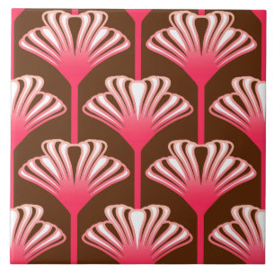 Art Deco Lily, Castanho Escuro e Coral Rosa