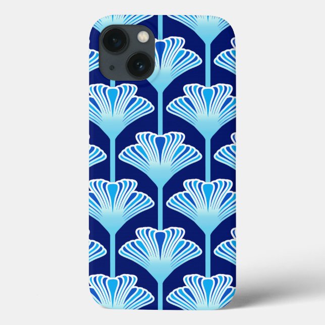 Art Deco Lily, Cobalt Blue, Aqua e White (Verso)