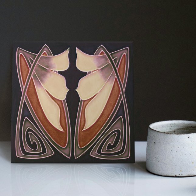Art Deco Lily Terracotta Wall Decor Art Nouveau (Criador carregado)