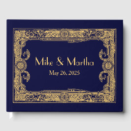 Art Deco Livro de Convidados sobre Quadro Dourado 