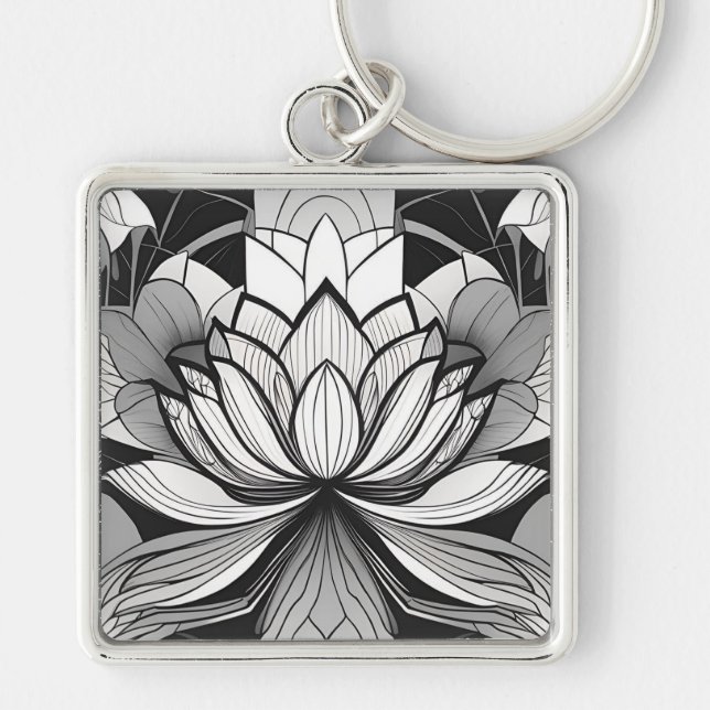 Art Deco Lotus Chaveiro (Frente)