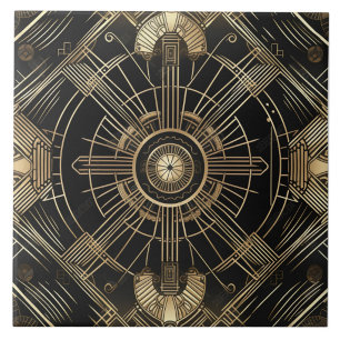 Art Deco Luxuoso, Preto e Dourado, Geometria
