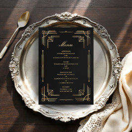 Art Deco Luxury Menu Moderno do Casamento