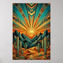 Art Deco Majestic Mesa Poster - Geometric Desert
