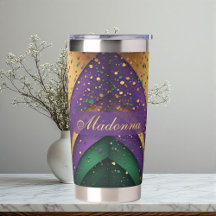 Art Deco Mardi Gras Ornamentado Verde Roxo Pó Dour