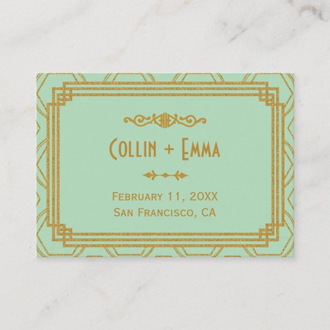 Art Deco Mint Cartões De Casamento (Frente)