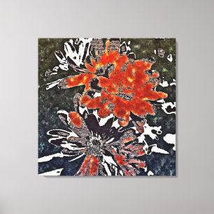 Art Deco Modern Flower Floral Red - Canvas