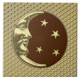 Art Deco Moon e estrelas - Chocolate Castanho e Do