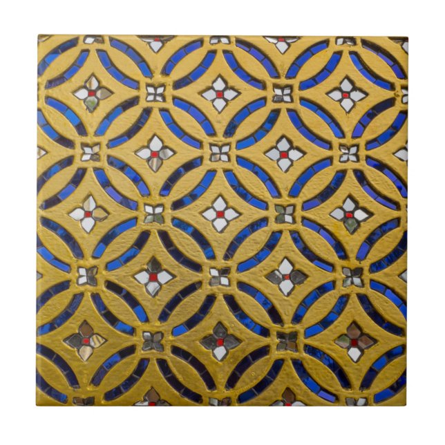 Art Deco Mosaico Dourado e Azul (Frente)