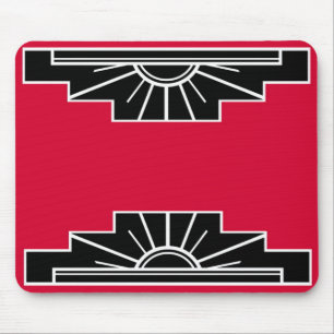 Art Deco Motif em B&W e Red Mouse Pad