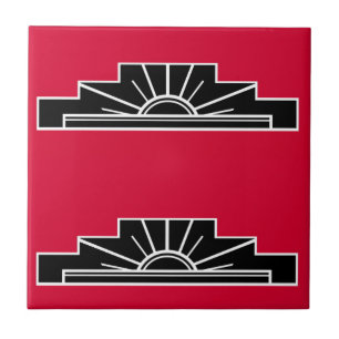 Art Deco Motif em B&W e vermelho