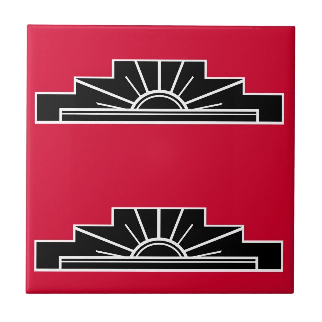 Art Deco Motif em B&W e vermelho (Frente)