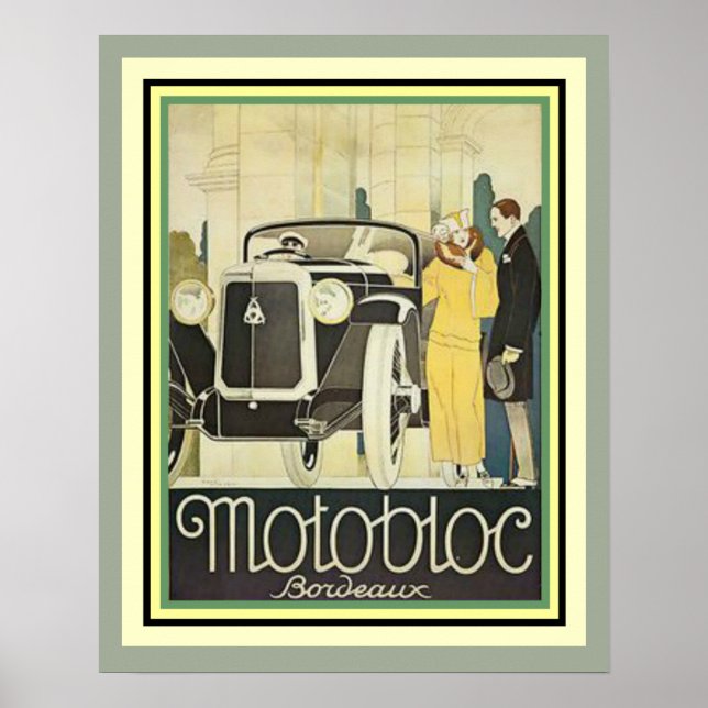 Art Deco Motobloc Bordeaux Poster 16 x 20 (Frente)