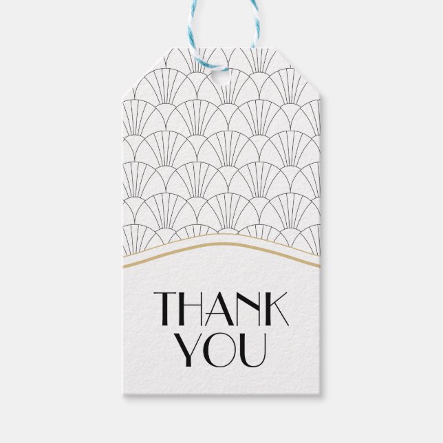 Art Deco Obrigado Etiqueta de Favor/Bolsas de Boas (Frente)