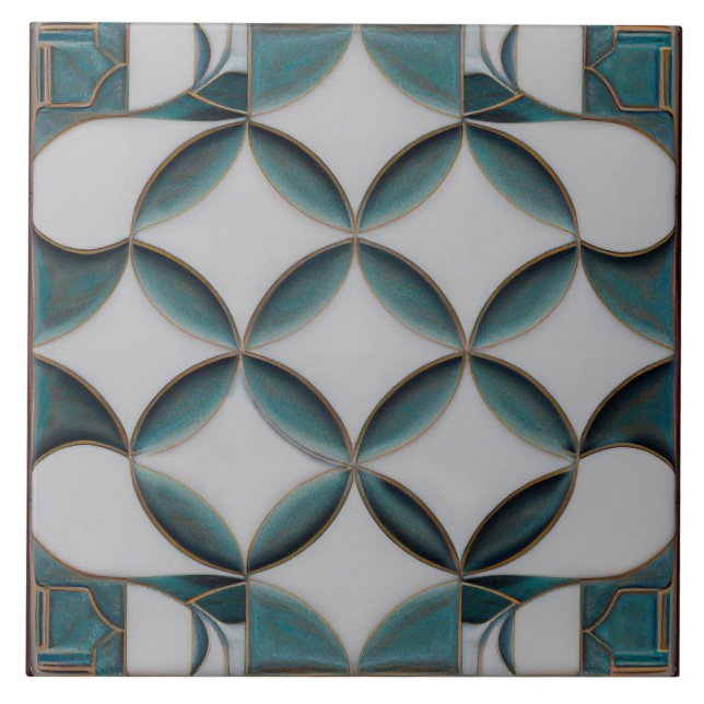 Art Deco Padrão Azul Azul Decor Art Nouveau (Frente)