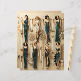Art Deco Paper Dols Scrapbook Paper