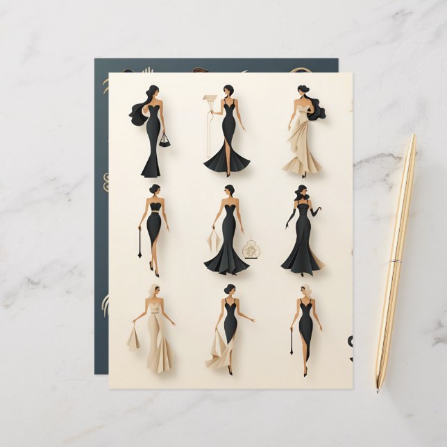 Art Deco Paper Dols Scrapbook Paper (Frente/Verso In Situ)