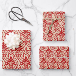 Art Deco Pattern 01 - Escher Red on Off-White