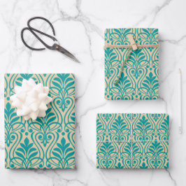 Art Deco Pattern 01 - Teal on Off-White