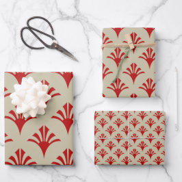 Art Deco Pattern 02 - Escher Red on Off-White